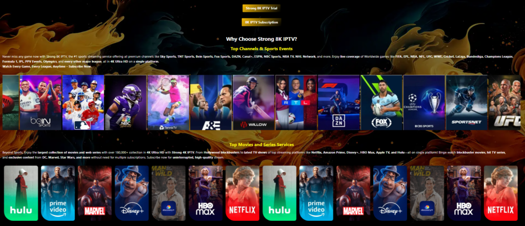 Strong 8K IPTV streaming quality across 8K, 4K, and HD resolutions